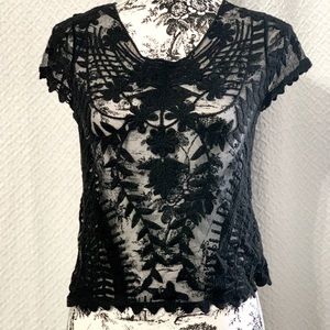 Black Floral Embroidery Blouse